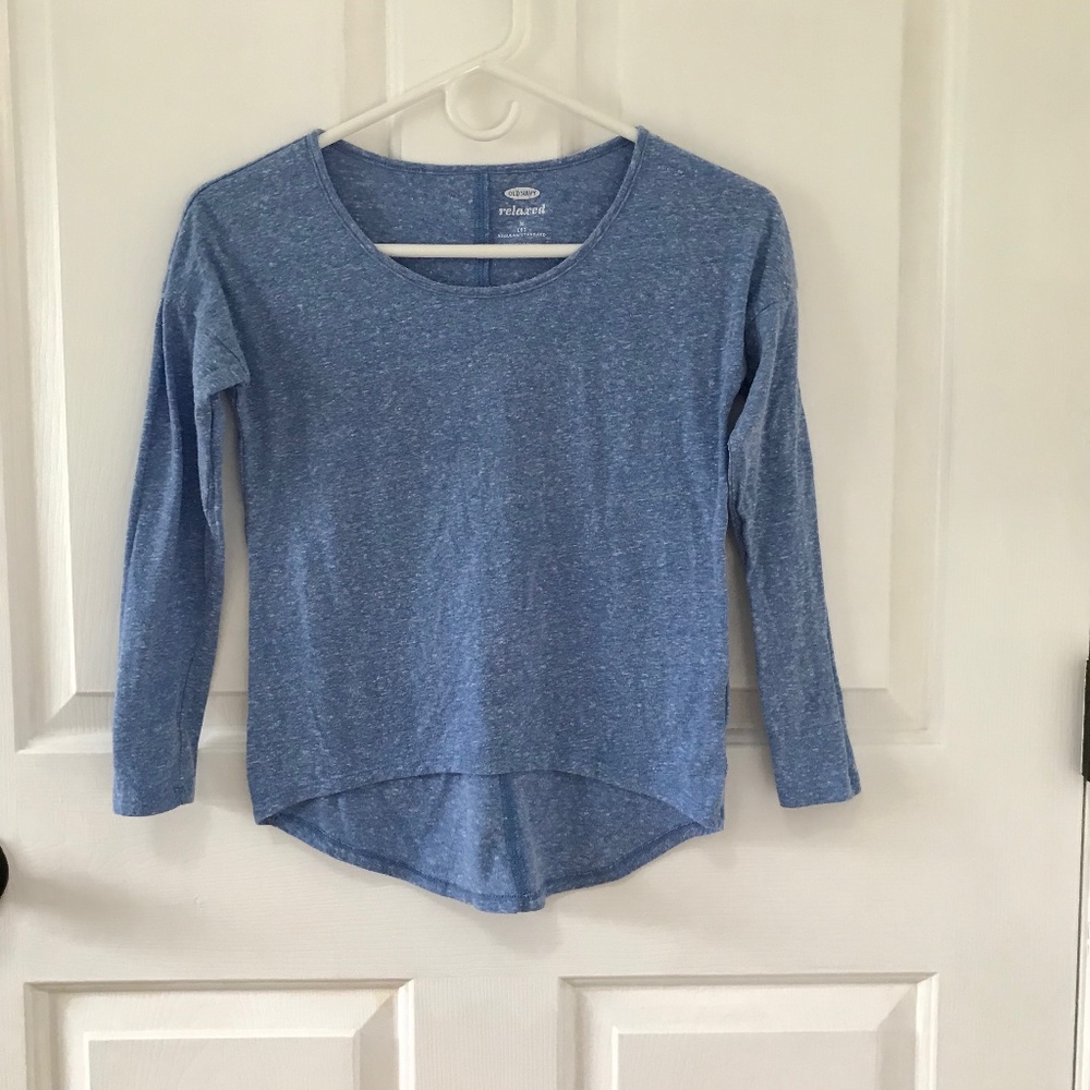 Old Navy long sleeve blue flecked relaxed Tee in Girls Size 8 (Big Kids)
